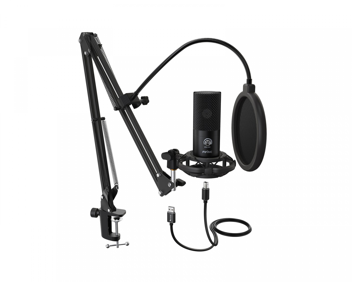 FIFINE T669 USB Studio Condenser Audio Gaming Microphone W/ Boom Arm