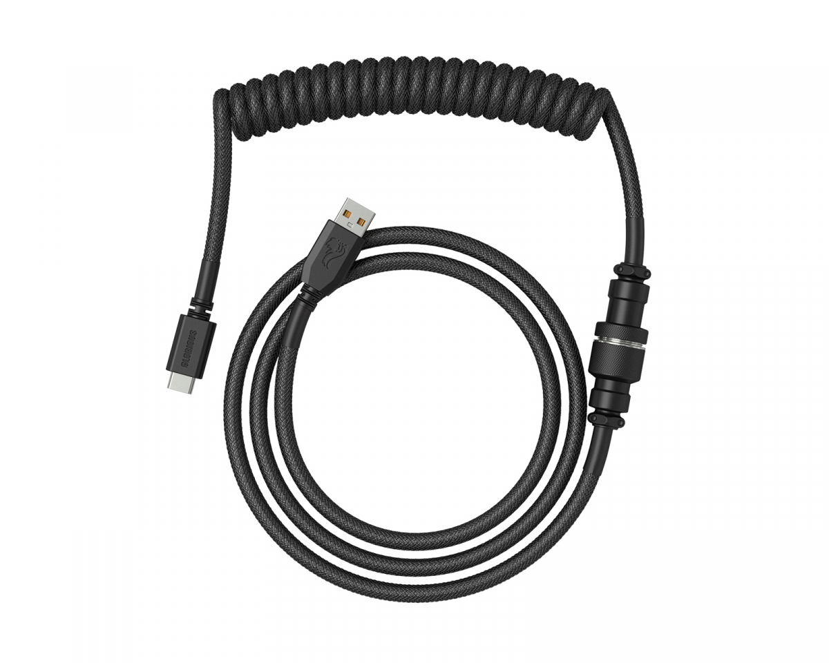 CableMod Classic Coiled Keyboard Cable (Midnight Black, USB A to USB Type  C, 150cm)