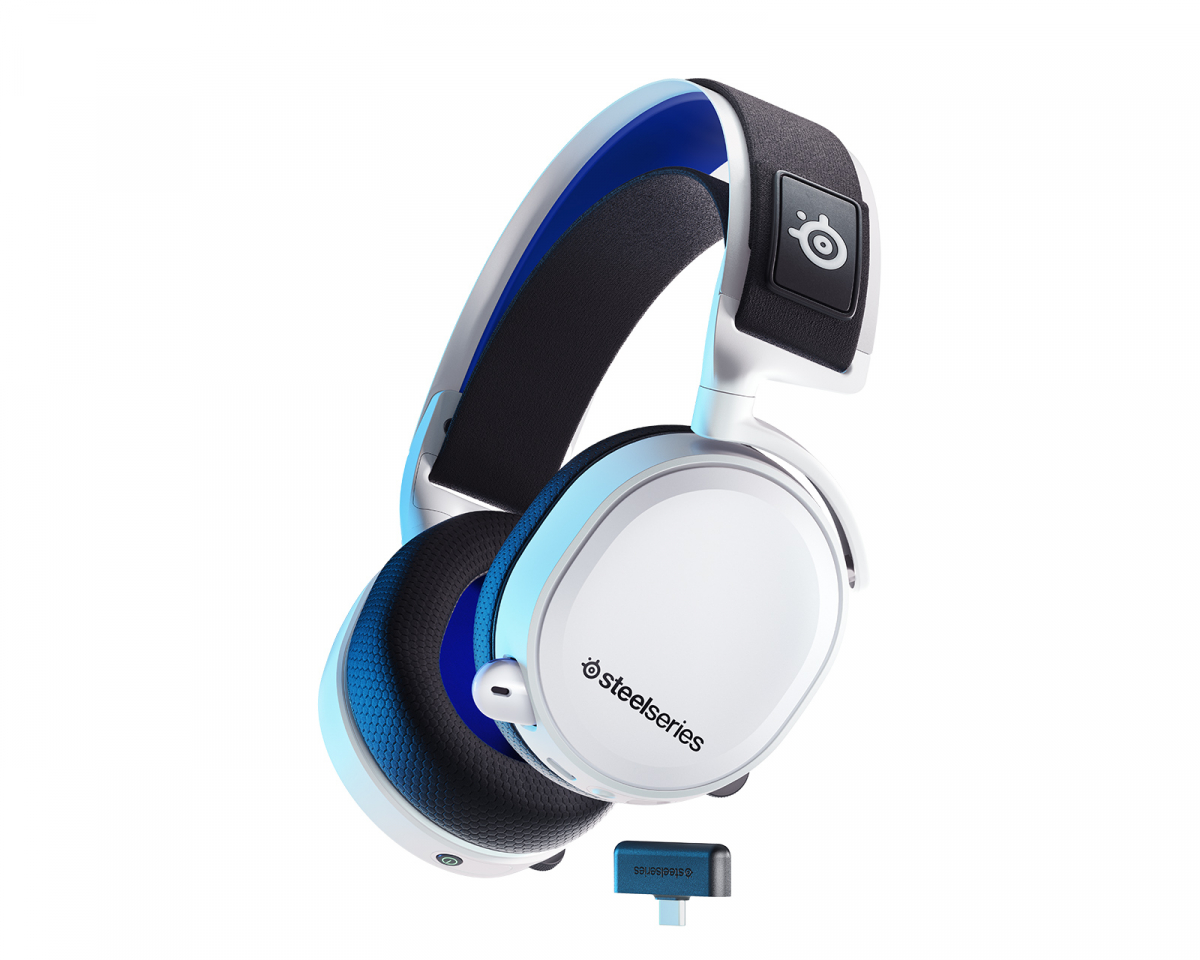 SteelSeries Arctis 7P Wireless Gaming Headset White Blue MaxGaming