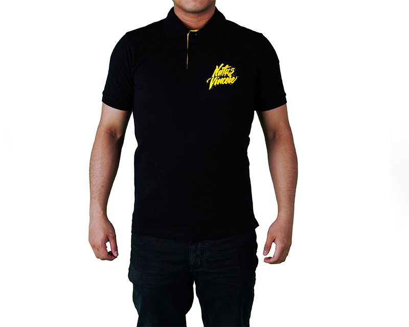 black and yellow polo t shirt