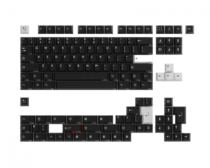  Womier Low Profile Keycaps - Shine Through Keycaps, Keyboard  Keycaps 75 Percent PBT Keycaps, Full Size Keycaps for 60% 65% 75% 80% 100%  Cherry Gateron MX Switches Mechanical Keyboard, Grey/White : Electronics