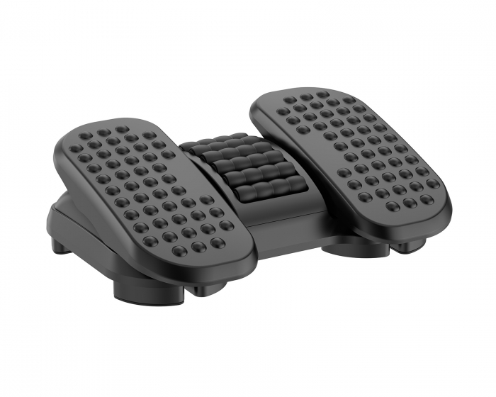 MaxMount Adjustable Massage Footrest with Split Pedals & Rollers - Black