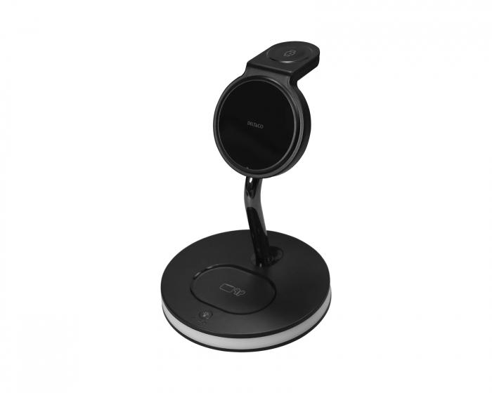 Deltaco 3-in-1 Magnetic Wireless Qi Charger 18W - Black