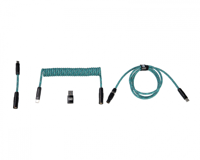 Wooting Detachable USB-C Coiled/Straight Cable Set - Cyber Teal