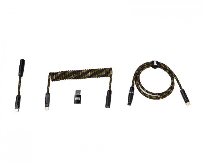 Wooting Detachable USB-C Coiled/Straight Cable Set - Take Control (Black/Yellow)