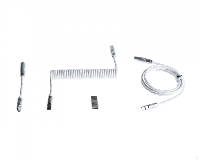 Wooting Detachable USB-C Coiled/Straight Cable Set - Just White