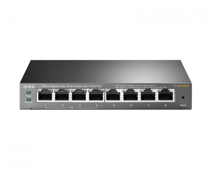 TP-Link SG108PE Metal 8-Port Gigabit Switch with 4-Port PoE+, 10/100/1000Mbps