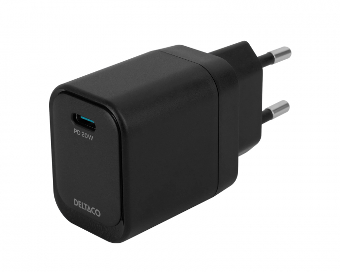 Deltaco 20W USB-C Wall Charger - Black