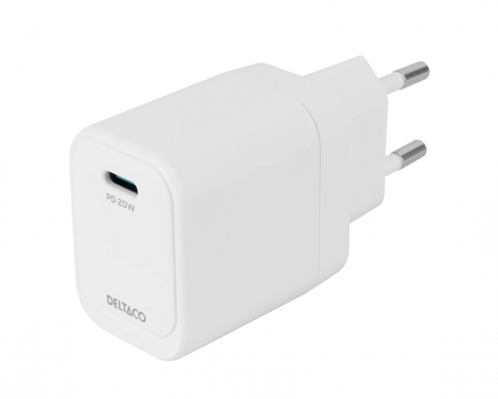 Deltaco 20W USB-C Wall Charger - White