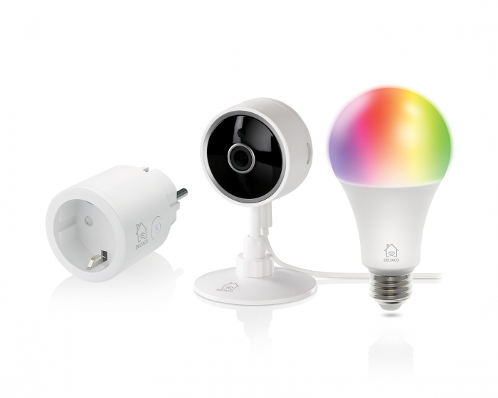 Deltaco Smart Home Start Kit - Smart Plug + Camera + RGB Bulb