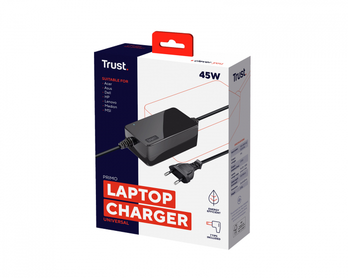 Trust Primo Universal 45W Laptop Charger - Black