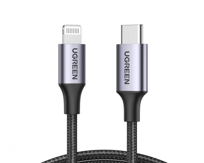 UGREEN Aluminum Shell Braided USB-C to Lightning Cable 1m - Black