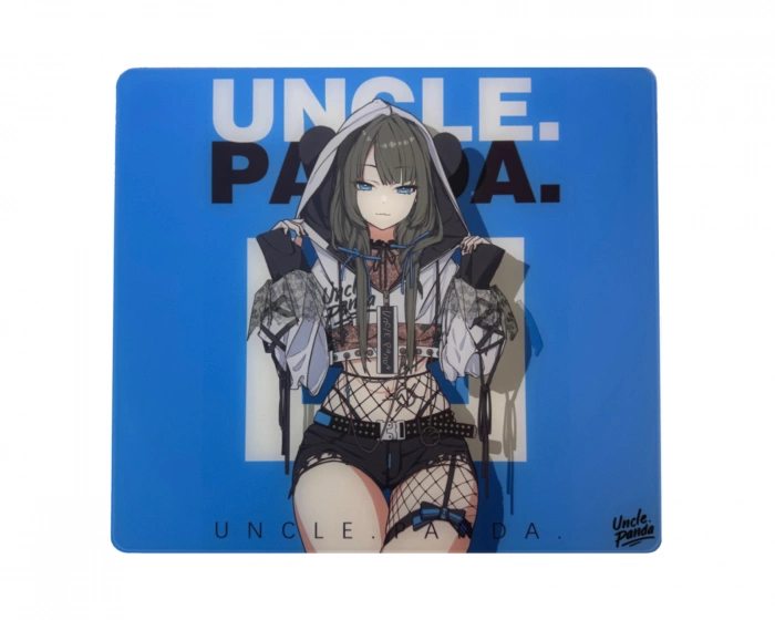 Uncle Panda Blue Glass Mousepad