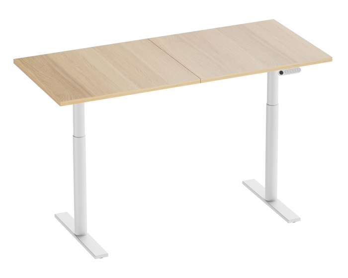 MaxMount Premium Height Adjustable Desk 1600x700mm - White/Oak