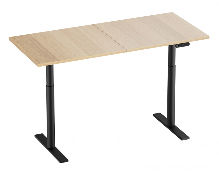 MaxMount Premium Height Adjustable Desk 1600x700mm - Black/Oak